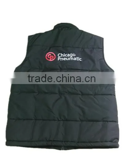 Black Sleeveless Polar Fleece Work Vest for Men Waterproof 201T Fabric photo-2