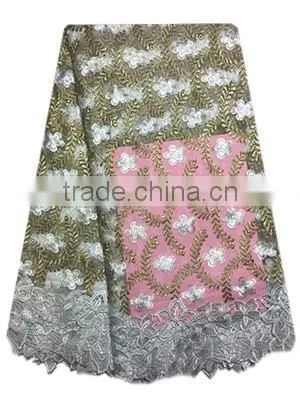 Fashiuonable African Women Wedding Dress Lace Sequined Tulle Lace With Stones FL1394 photo-5