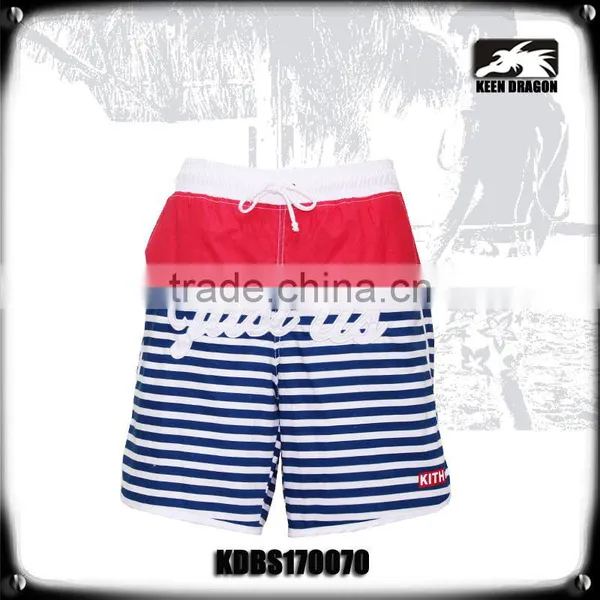 Cotton Stripes Digital Print Mens Swimsuits With Full Mesh Lining photo-2