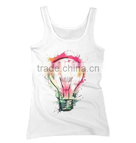 China Custom 100 Cotton Muscle Printed Tank Top Wholesale photo-6