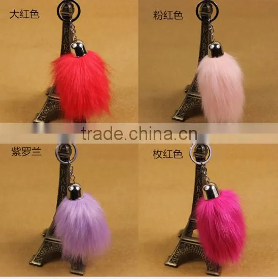 Sale Smal Hot Faux Fox Fur Tail Keyring photo-3