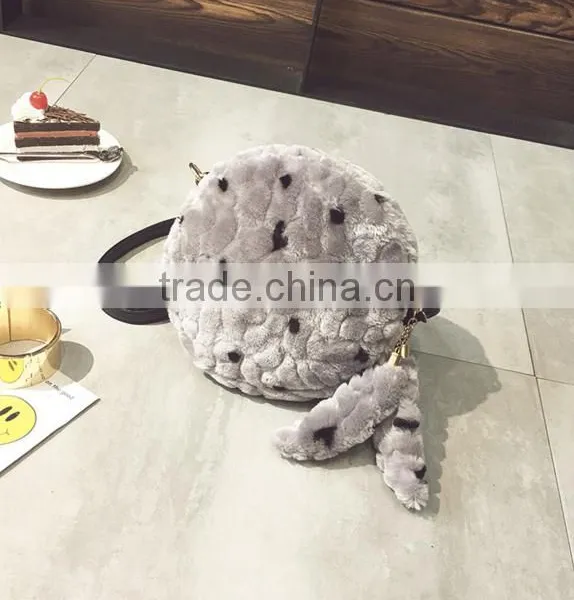 New Fashion Winter Cute Lady Imitation Gray Rabbit Fur Handbag photo-6