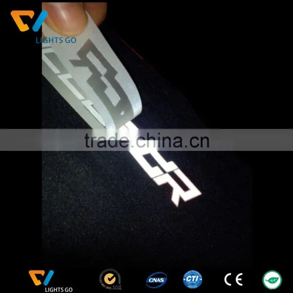 Silver Grey Heat Transfer Printing Engraved Reflective Logo for T-shirt Heat Transfer Sticker photo-5