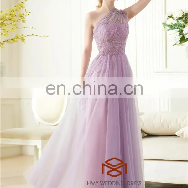 Real Photo Selena Gomez One Shoulder Chic Beaded Ruffles Red Carpet Dress Lilac Celebrity Dress Prom Free Prom Dresses HMY-D213