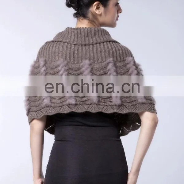 Canada North American Style Grey Brown Color Rabbit Fur Tube Fur Capes Shawl of Women Clothes photo-2