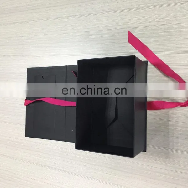 All Black Flat Box With Gold Foil Paper Box Inside Lid Have Pocket Can Holder Holder photo-3
