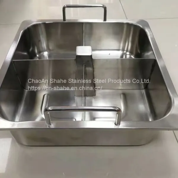 cookware stainless steel pan with center column & divider into 4 grids fire pot available gas stove