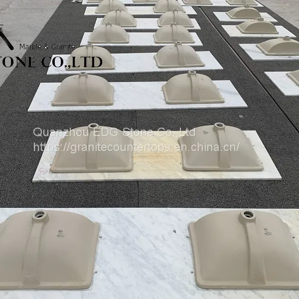 Factory Supplier Carrara White Marble Stone Vanity Units With Sink photo-2