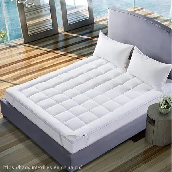 Polyester Microfiber Filling Cotton Fabric Outer Baffle Height 5cm Four Corners Elastic Bands Thick Quilted Mattress Topper photo-2