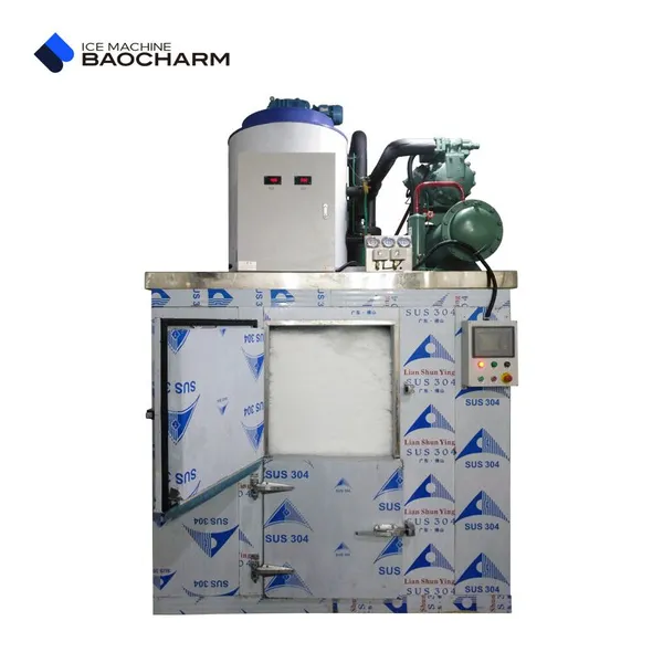 BAOCHARM Fully Automatic Industrial Ice Flake Making Machine with Cold Storage