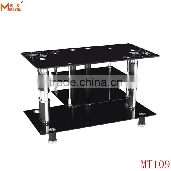 space saving small black glass tv stand