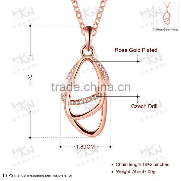 Stylish Unique Geometric Oval Necklace Rose Gold Plated photo-4
