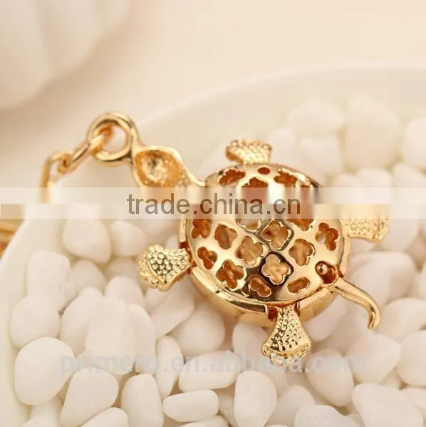 New Creative Gold Plated Animal Keychains Turtle Tortoise Keyrings Opal Key Jewelry photo-3