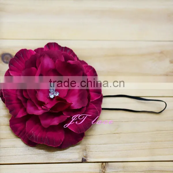 Newborn Tutu Set - Baby Girls - Maroon and Matching Flower Headband - With Pearls Rhinestones photo-5