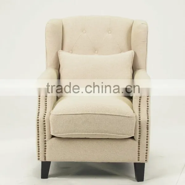 Living Room Use Button Design 1 Seat Wooden Sofa Wooden Fabric Sofa(KS-904-1) photo-2