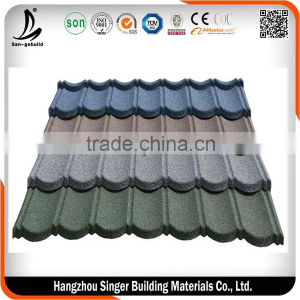 Classical 7 Waves Stone Coated Metal Roofing Tile With Kenya Roof Materials Standard