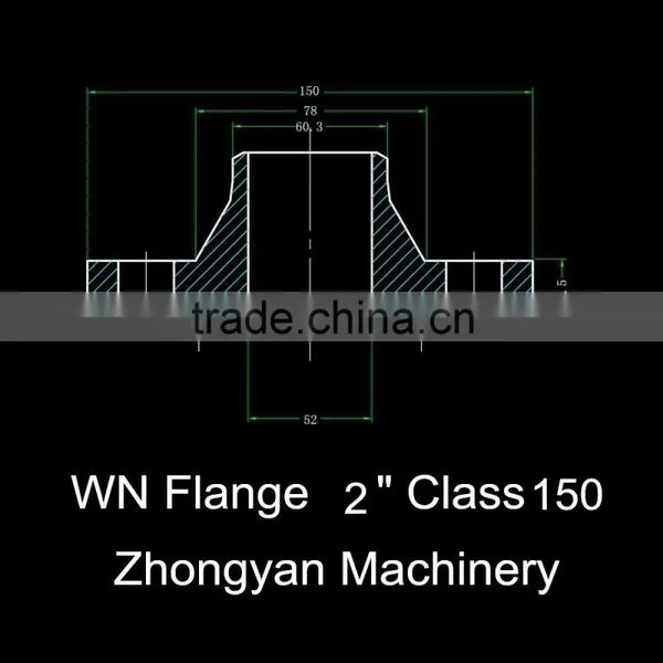 Weld Neck Reducing Flanges, ANSI Standard Flange Drawing photo-2