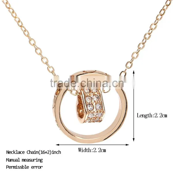 Fashion Jewelry 2015 18k Gold Plated Made With Austrian Crystal Alloy Rhinestone Heart Pendent Chain Necklace photo-2