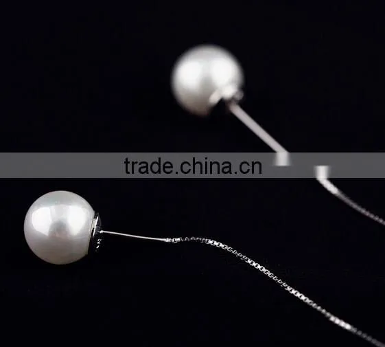925 Stering Silver Natural Freshwater Pearl Earring Ear Line photo-4