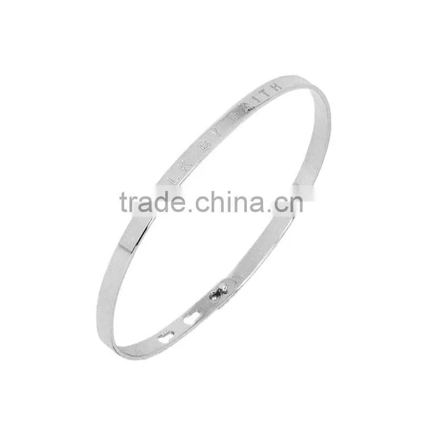 Memories Bangles With Customize Design Word 'WALK BY FAITH' With 4mm/7mm Width