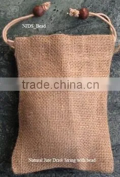 Selling Natural Jute Draw String Bead Bag
