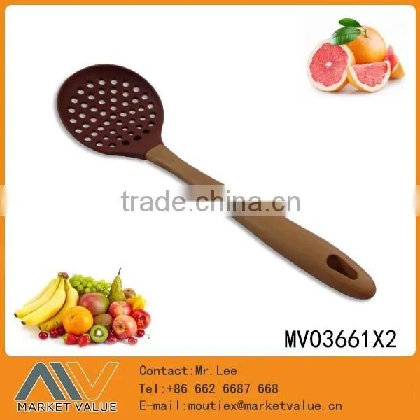 HIGH QUALITY SILICONE SOUP LADLE WITH WOODEN HANDLE photo-2