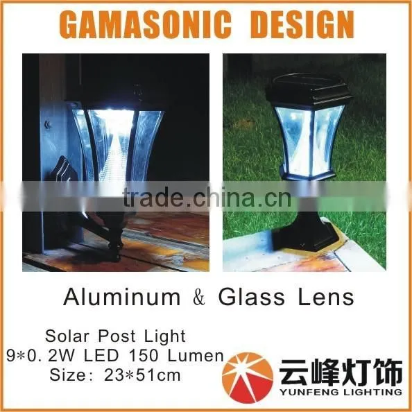 GAMASONIC High Lumen Solar Post Light Solar Gate Post Light Solar Wall Top Light