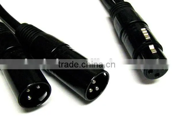 New 3pin XLR FEMALE Jack to Dual 2 MALE Plug Y SPLITTER Cable Adaptor 1 ft Cord photo-2