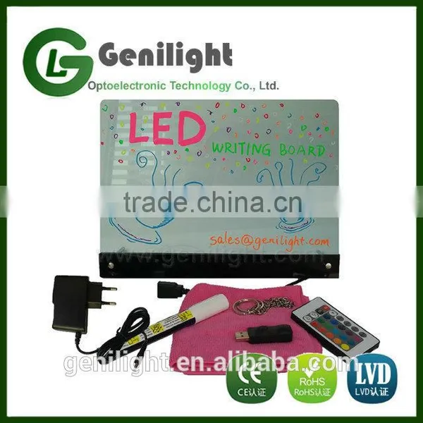 30x20cm LED Writing Board With Remote Controller 7 Colors RGB 46 Kinds Flash Mode Transparent Tempered Glass Panel Widely Used i photo-3