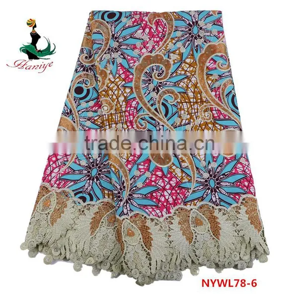 Newest Design Ankara Wax Mix Lace Fabric African Dutch Wax With Polyester Lace photo-4