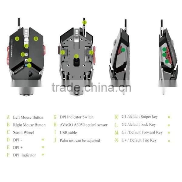 LUOM G50 Gaming Mouse 4000 DPI 10 Buttons Optical Wired Professional Mechanical Game Mouse photo-6