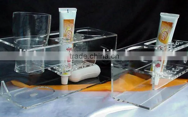 acrylic organizer for cup and toothbrush