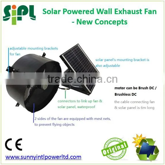 SUNNY FAN Solar Energy Rechargeable Air Conditioning Wall Mount Fan 14 Inch Galvanized Stainless Steel Air Ventilation Fan photo-3