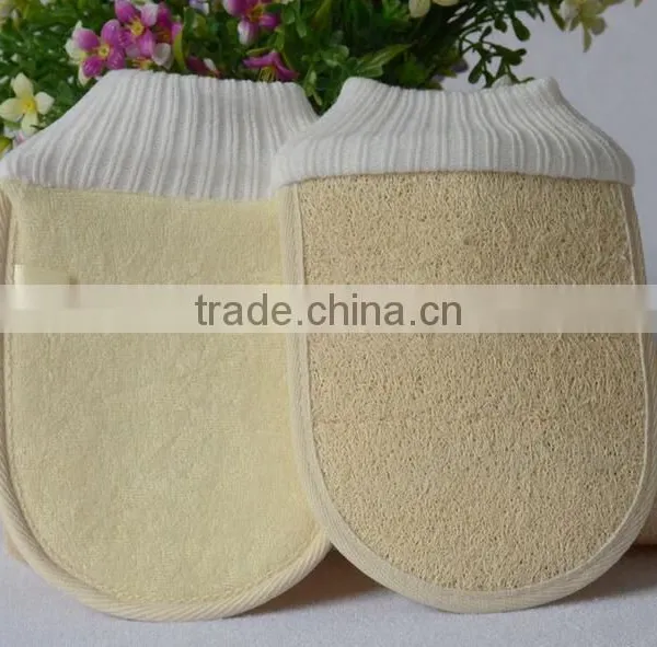 Cy296 Natural Loofah Bath Sponge Gloves Pouf Shower Body Scrubber photo-2