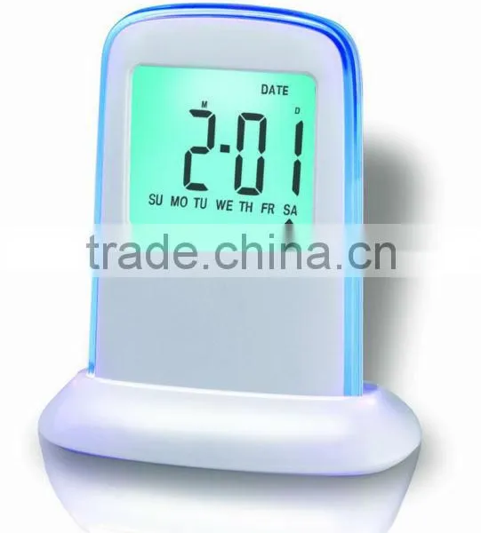 Promotional Push Panel 7-Color Changing LCD Clock photo-3
