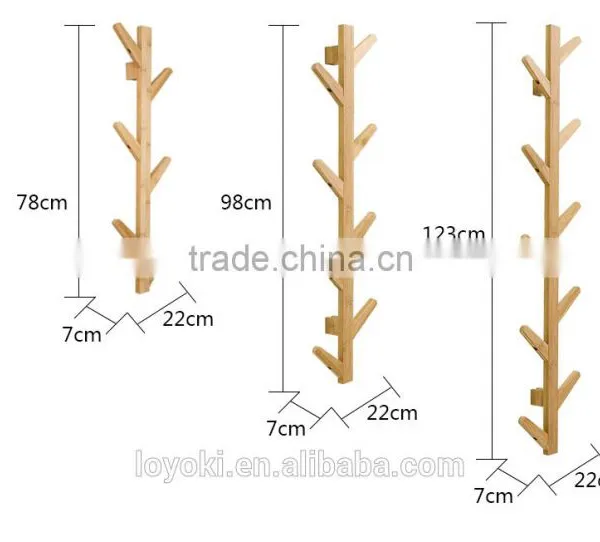 New Design Solid Beech Wood Wall Amounted Coat Rack Tree Shape photo-4