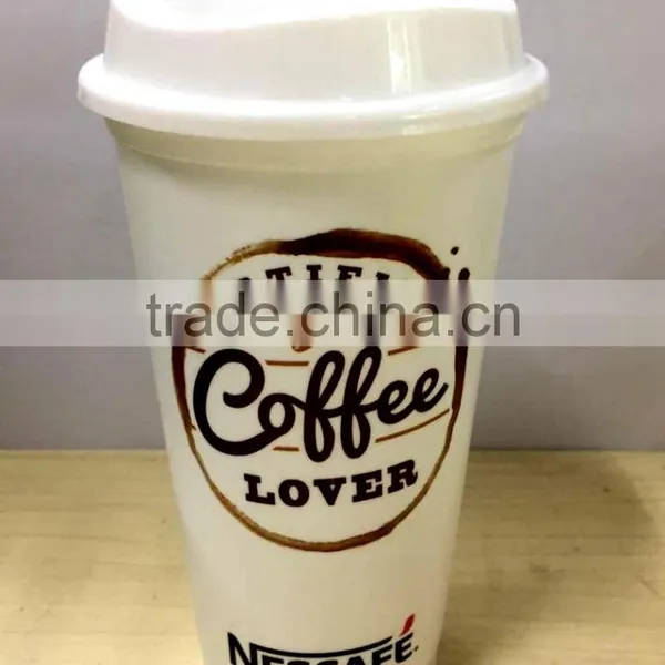 Hot and Cold Plastic Travel Coffee Cup With Lid and Silicone Band photo-2