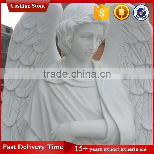 Life Size Beautiful White Marble Angel Statue photo-3