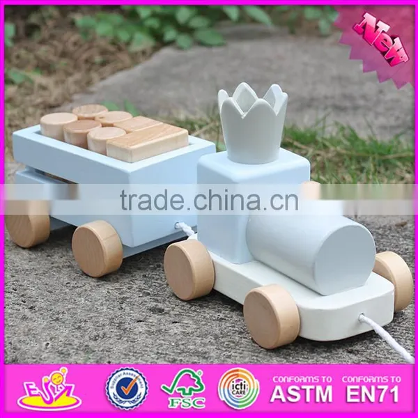Новые продукты 2016 года: деревянные поезда - игрушки для таскания и толкания для маленьких детей W05C075 photo-4