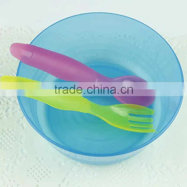 Factory Sale Soft PP Baby Spoon With Fork Baby Spoon Tableware Set photo-4