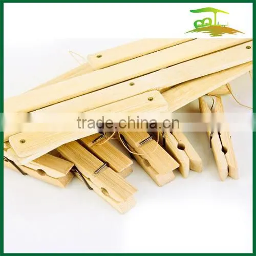 Bamboo Hanger With 16 Clips/pegs for Clothes Sock photo-4