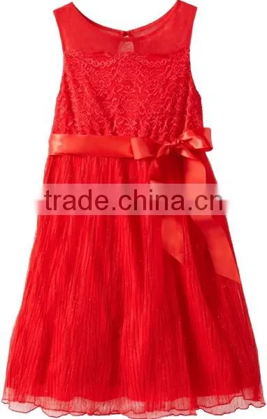 New Arrival Kids Lace Dress With Belt, Lace Dress Patterns For Girls