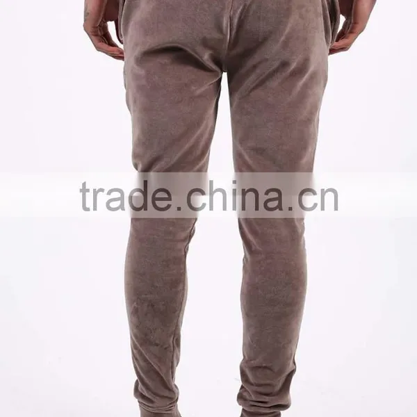 Custom Velour Tracksuit Bottom Slim Fit Velour Pants Wholesale in China photo-3