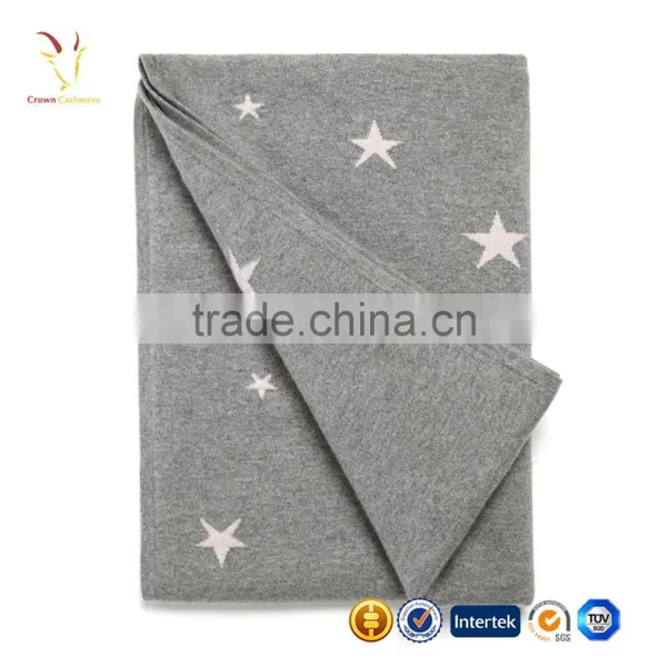 Baby Cashmere Knitted Blanket,Star Design Intarsia Blanket photo-2