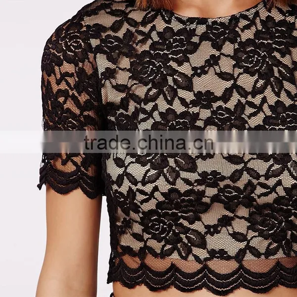 Women's Summer Rose Pattern Crop Top Shirt With Slit Long Skirt Suits photo-4