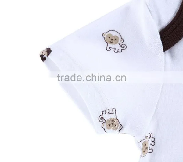 Factory Price Summer 100% Cotton Newborn Short Sleeve Bodysuit Soft Playsuit Baby Boy Romper Animal Pattern photo-5