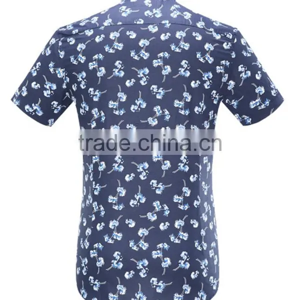 Latest Nice Floral Prining High Fashion Short Sleeves Cotton Men Shirts photo-2