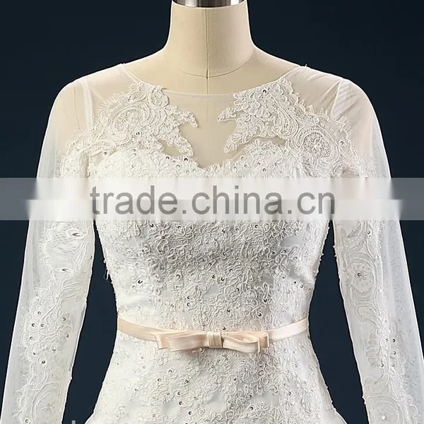 2017 Wedding Dress Mermaid Lace Ball Gowns 3/4 Sleeves Tull Net Wedding Gowns AS41601 photo-5