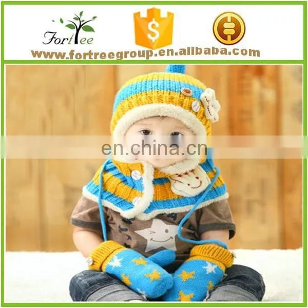 Knitting Scarf and Hat Set for Baby Lovely Bear Scarves Baby Hat photo-6
