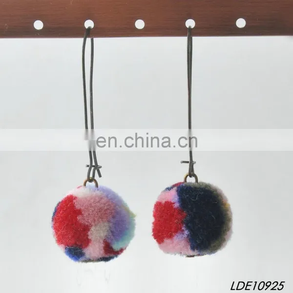 Fashion Colorful Fluffy Earrings Pom Pom Earrings photo-5